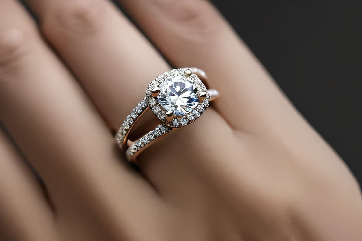 Diamantenring am Ringfinger